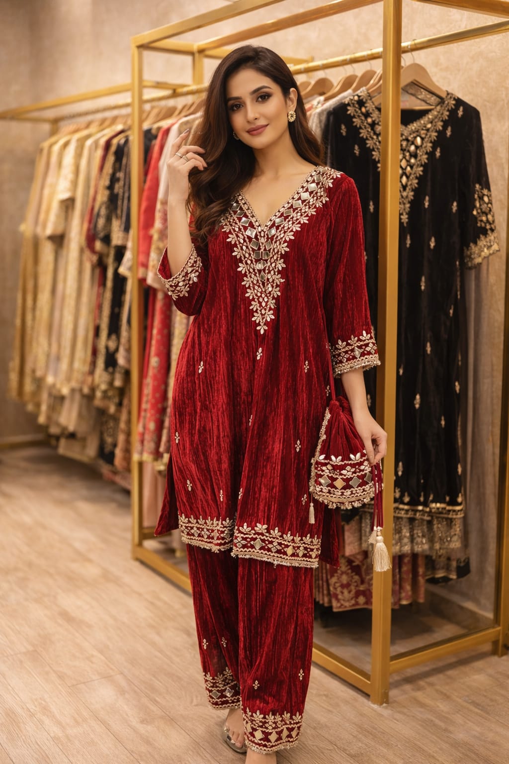 Mirror with katdana handwork