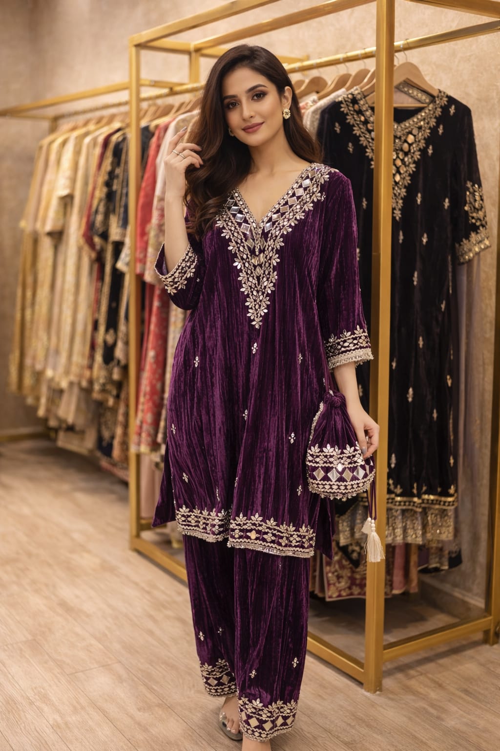 Mirror with katdana handwork